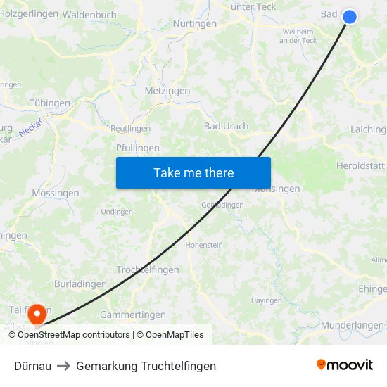Dürnau to Gemarkung Truchtelfingen map