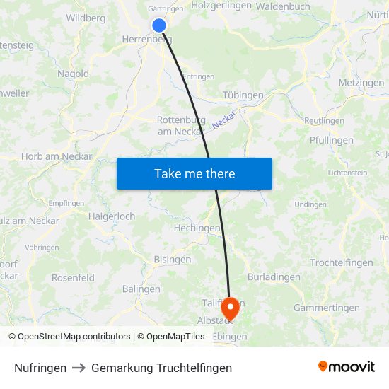 Nufringen to Gemarkung Truchtelfingen map