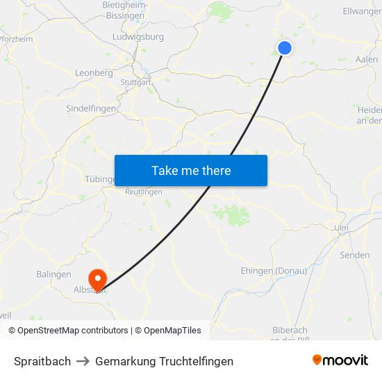 Spraitbach to Gemarkung Truchtelfingen map