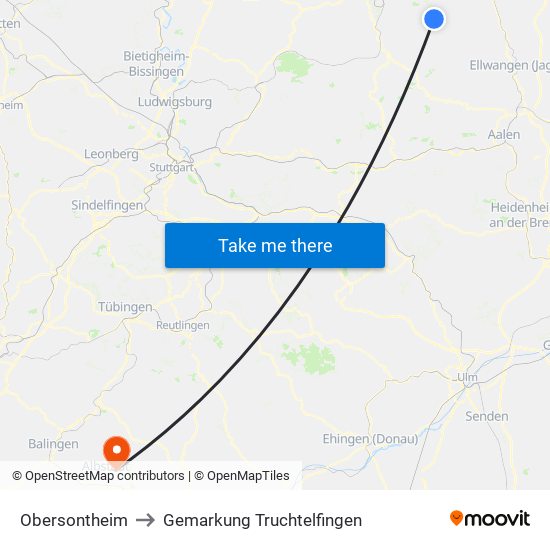 Obersontheim to Gemarkung Truchtelfingen map