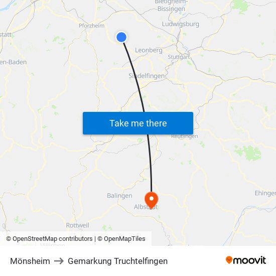 Mönsheim to Gemarkung Truchtelfingen map