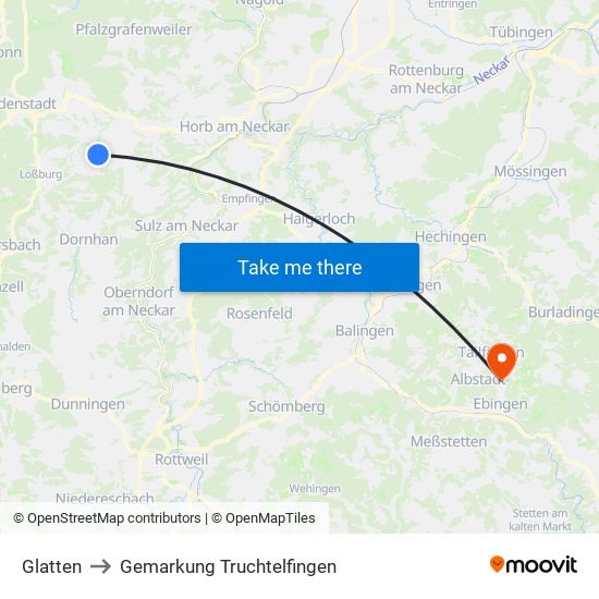 Glatten to Gemarkung Truchtelfingen map
