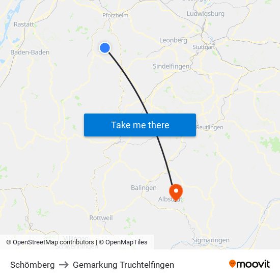 Schömberg to Gemarkung Truchtelfingen map