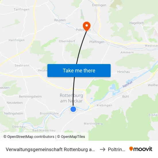 Verwaltungsgemeinschaft Rottenburg am Neckar to Poltringen map