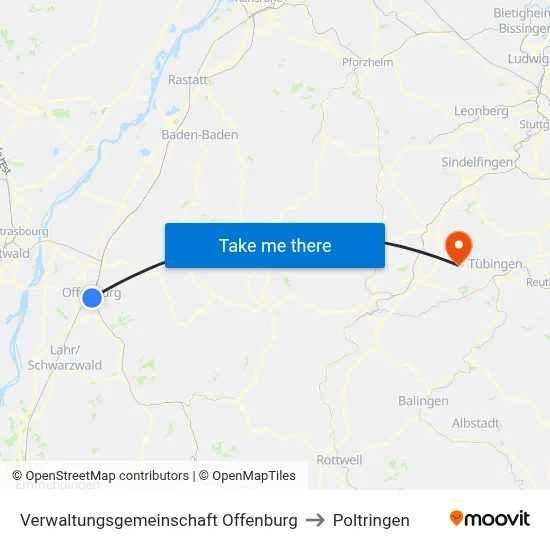 Verwaltungsgemeinschaft Offenburg to Poltringen map