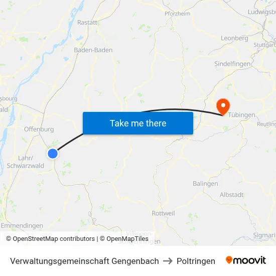 Verwaltungsgemeinschaft Gengenbach to Poltringen map