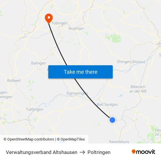 Verwaltungsverband Altshausen to Poltringen map