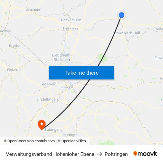 Verwaltungsverband Hohenloher Ebene to Poltringen map