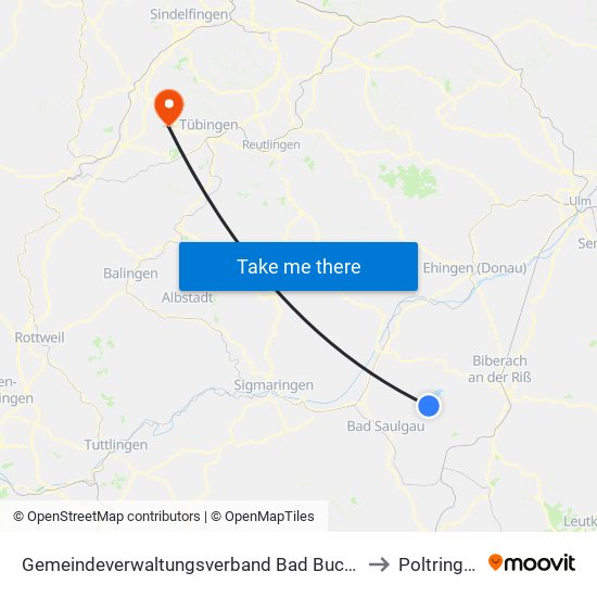 Gemeindeverwaltungsverband Bad Buchau to Poltringen map