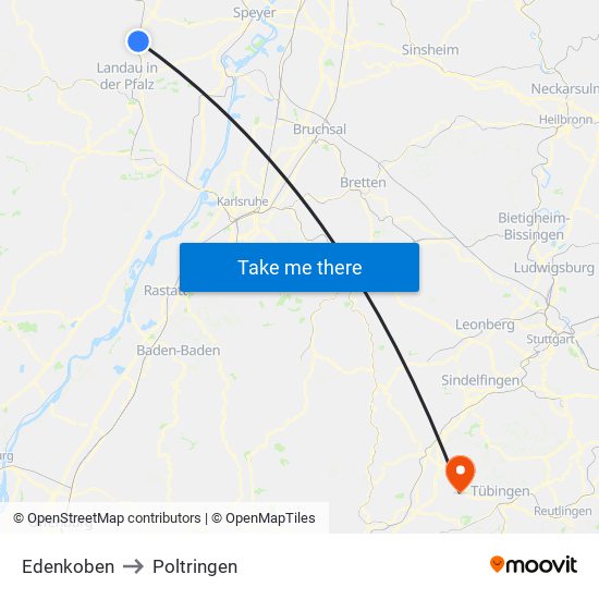 Edenkoben to Poltringen map