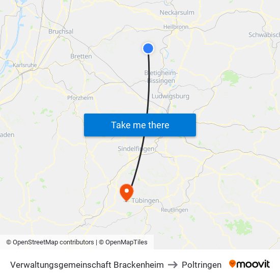 Verwaltungsgemeinschaft Brackenheim to Poltringen map