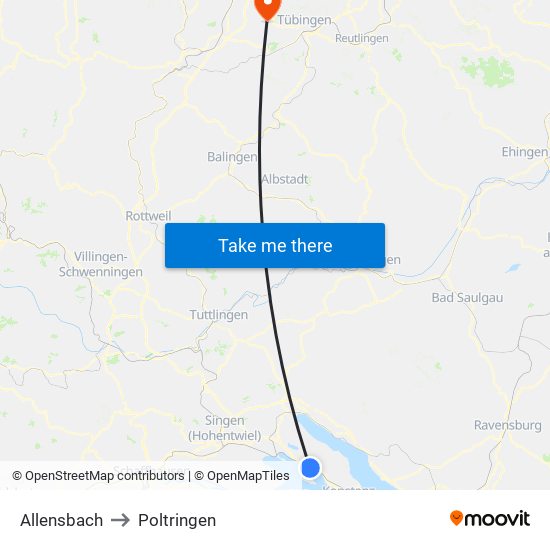 Allensbach to Poltringen map