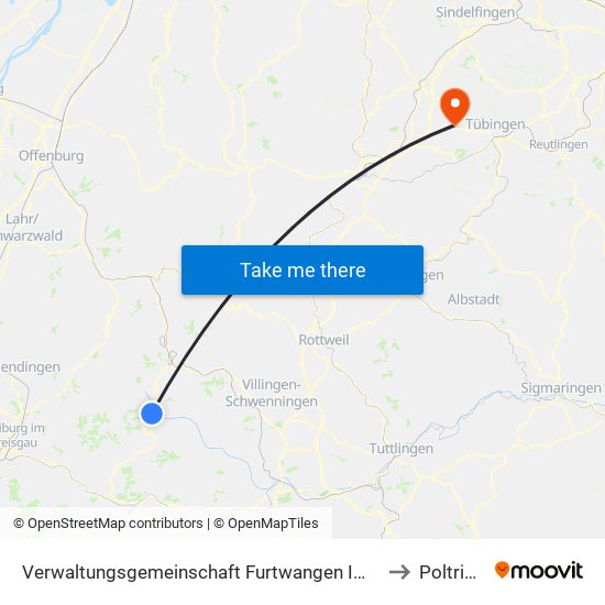 Verwaltungsgemeinschaft Furtwangen Im Schwarzwald to Poltringen map