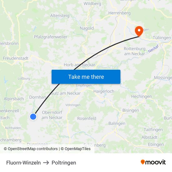 Fluorn-Winzeln to Poltringen map