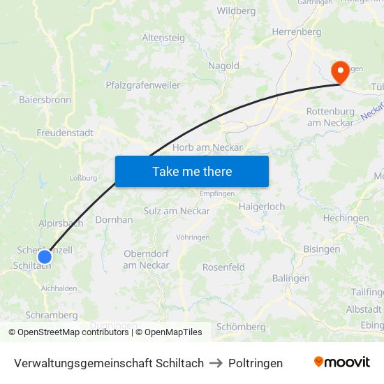 Verwaltungsgemeinschaft Schiltach to Poltringen map