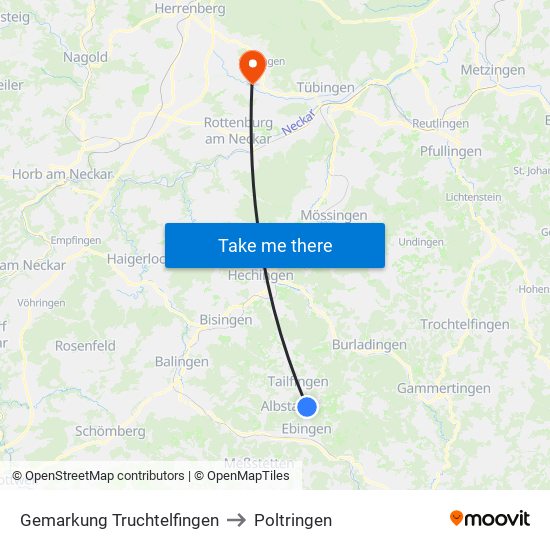 Gemarkung Truchtelfingen to Poltringen map