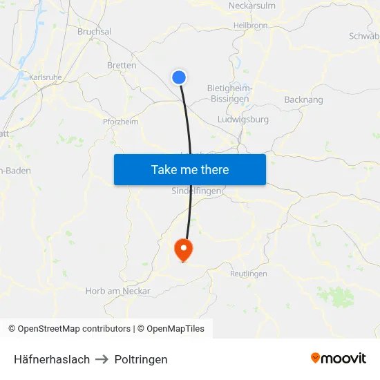 Häfnerhaslach to Poltringen map