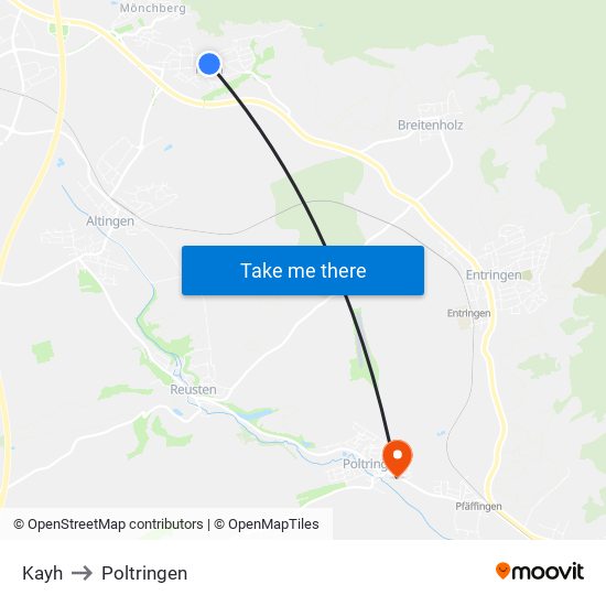 Kayh to Poltringen map