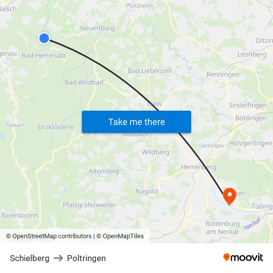 Schielberg to Poltringen map