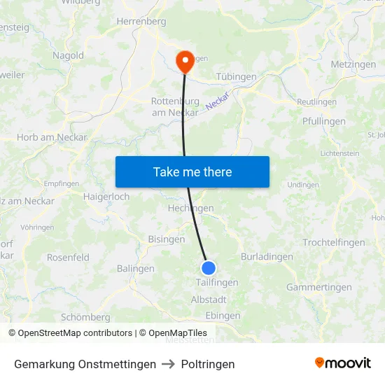Gemarkung Onstmettingen to Poltringen map