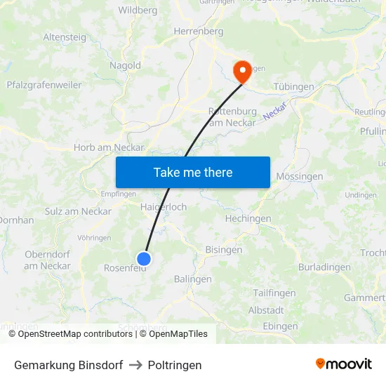 Gemarkung Binsdorf to Poltringen map