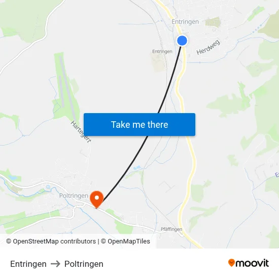 Entringen to Poltringen map