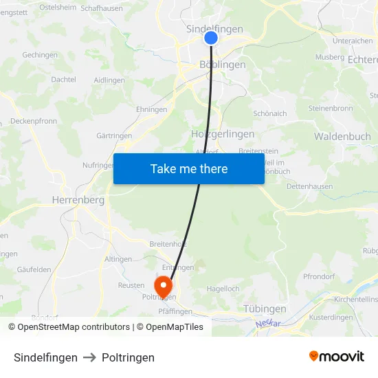 Sindelfingen to Poltringen map