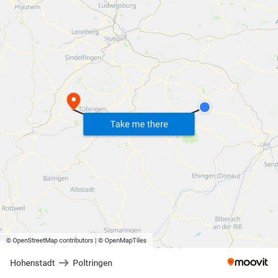 Hohenstadt to Poltringen map