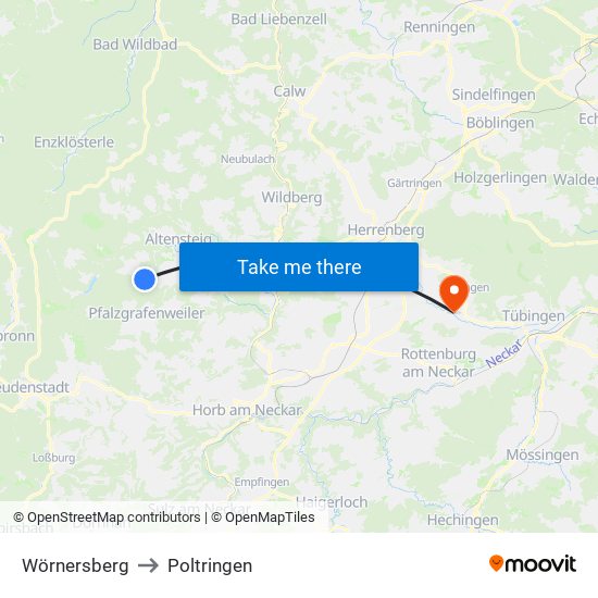 Wörnersberg to Poltringen map