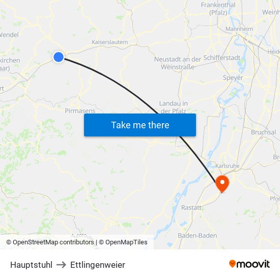 Hauptstuhl to Ettlingenweier map