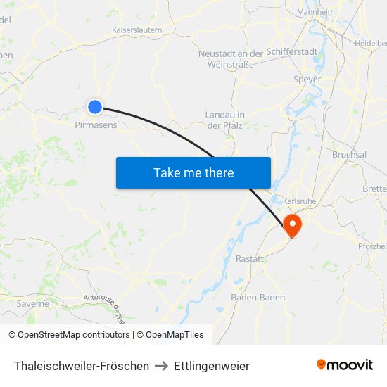 Thaleischweiler-Fröschen to Ettlingenweier map