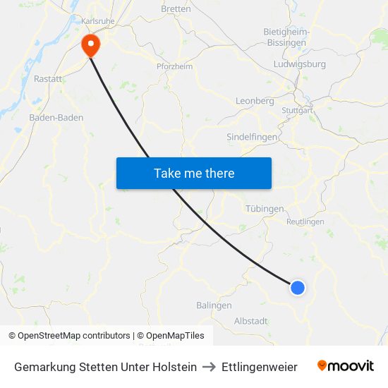 Gemarkung Stetten Unter Holstein to Ettlingenweier map