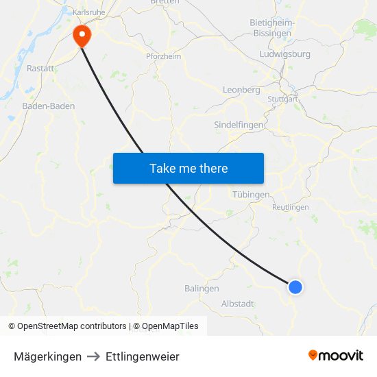 Mägerkingen to Ettlingenweier map