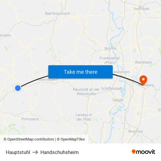 Hauptstuhl to Handschuhsheim map