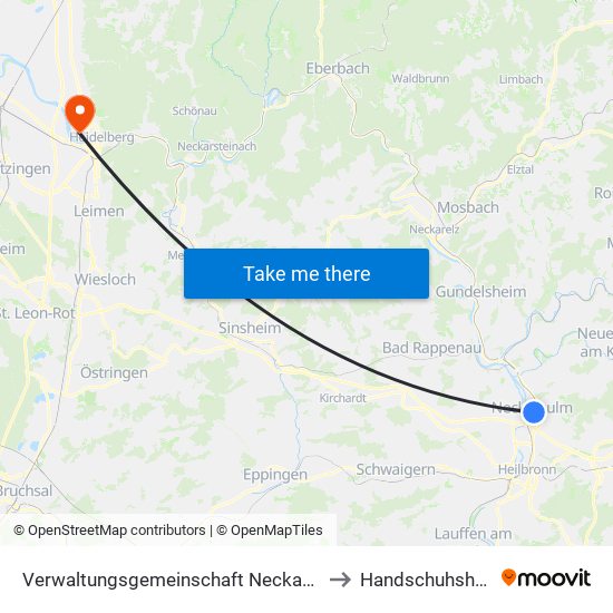 Verwaltungsgemeinschaft Neckarsulm to Handschuhsheim map