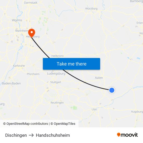 Dischingen to Handschuhsheim map