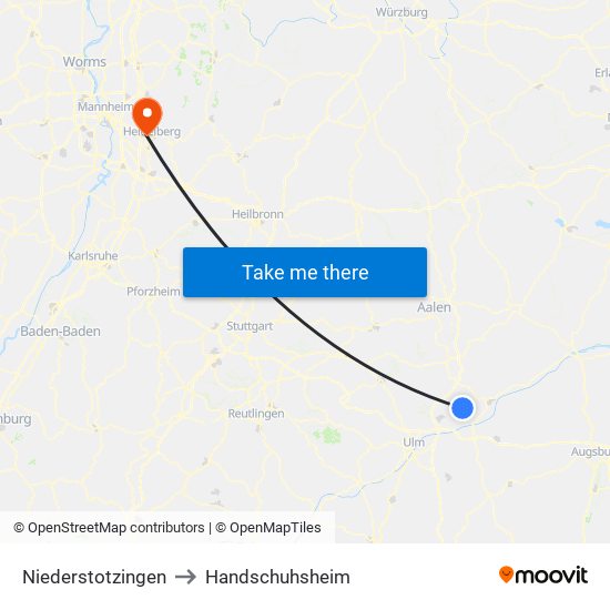 Niederstotzingen to Handschuhsheim map