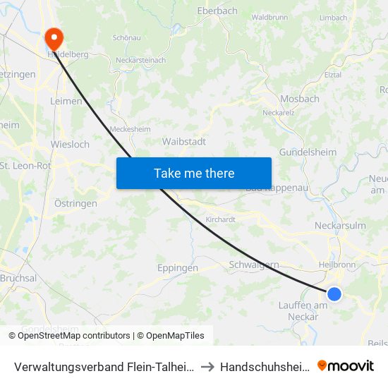 Verwaltungsverband Flein-Talheim to Handschuhsheim map