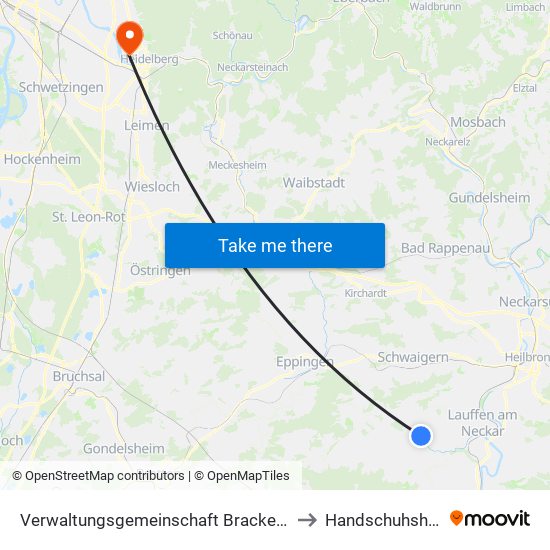 Verwaltungsgemeinschaft Brackenheim to Handschuhsheim map