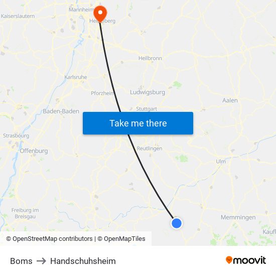 Boms to Handschuhsheim map
