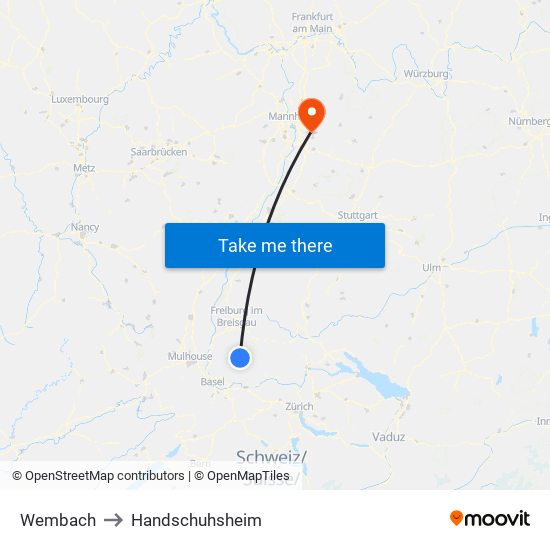 Wembach to Handschuhsheim map