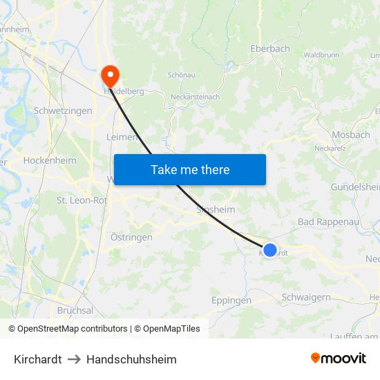 Kirchardt to Handschuhsheim map