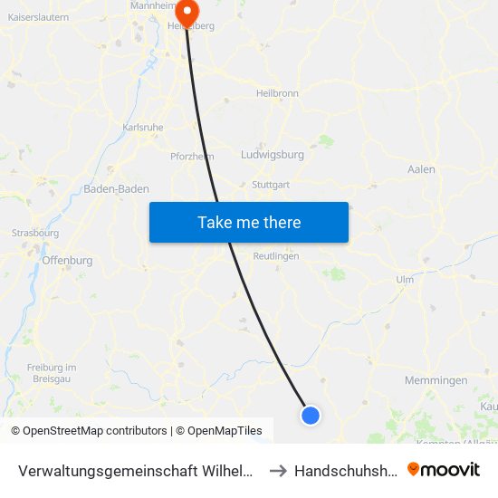 Verwaltungsgemeinschaft Wilhelmsdorf to Handschuhsheim map