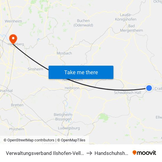 Verwaltungsverband Ilshofen-Vellberg to Handschuhsheim map