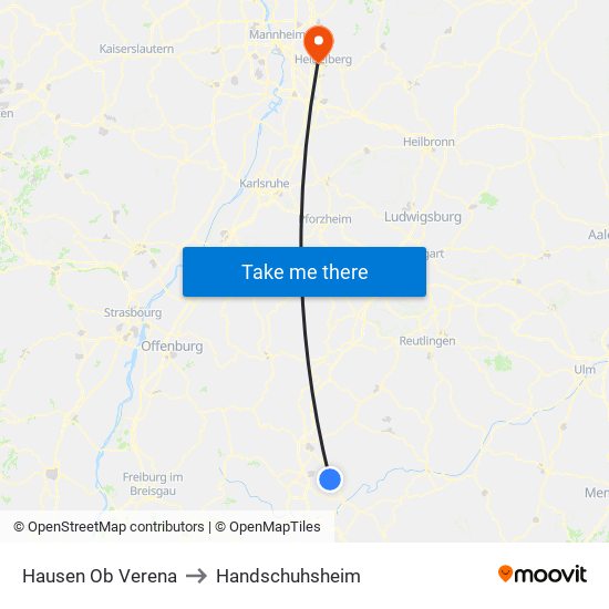 Hausen Ob Verena to Handschuhsheim map