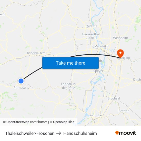 Thaleischweiler-Fröschen to Handschuhsheim map