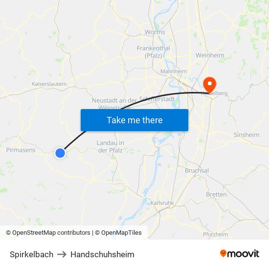 Spirkelbach to Handschuhsheim map