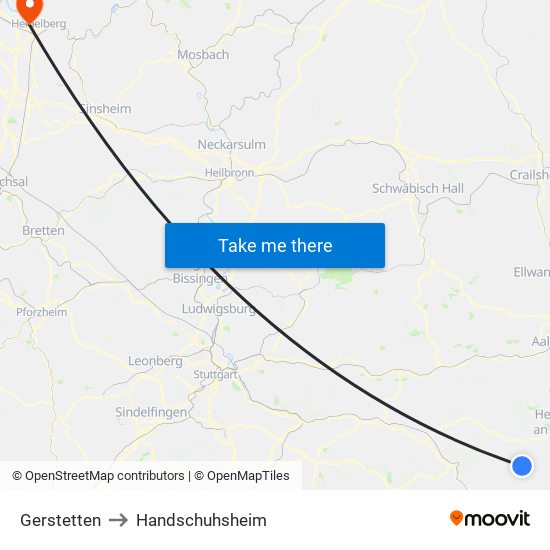 Gerstetten to Handschuhsheim map