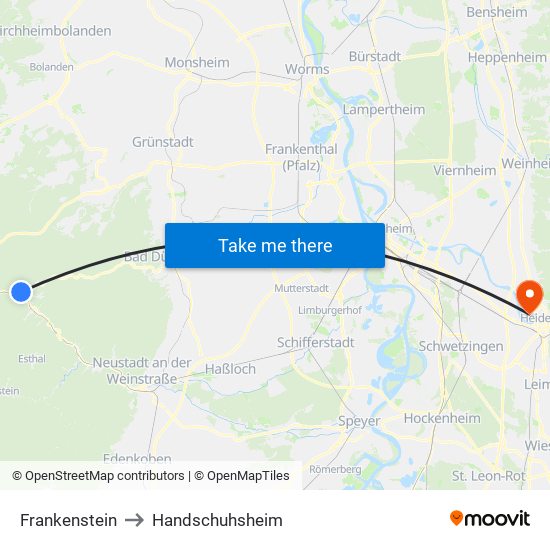 Frankenstein to Handschuhsheim map