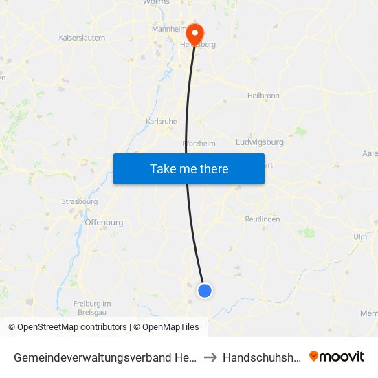 Gemeindeverwaltungsverband Heuberg to Handschuhsheim map